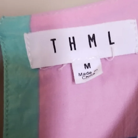 THML Pastel Plaid Sleeveless Blouse in Teal, Pink & Sherbert - Picture 4 of 6